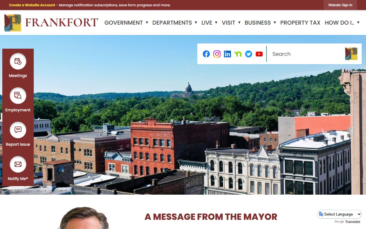 Frankfort Kentucky city website with dissolution of marriage resources