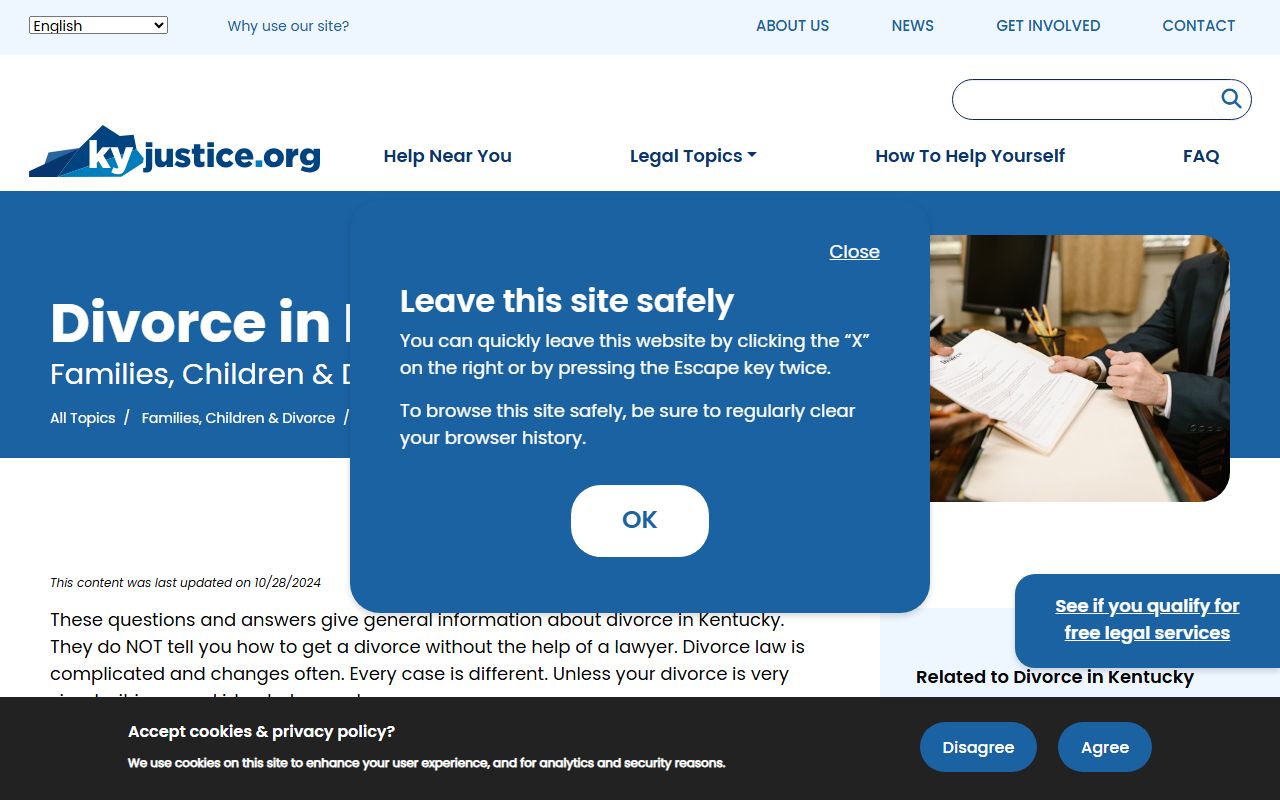 Kentucky divorce FAQ page with information for Hopkinsville residents